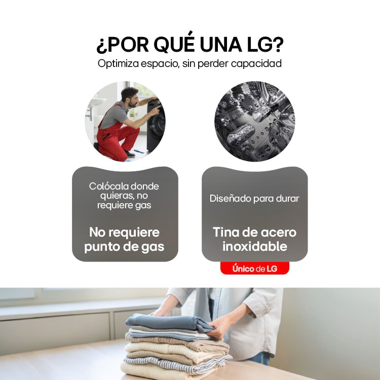 Lava-secadora LG vista frontal izquierda tanque abierto WD14VVC4S6